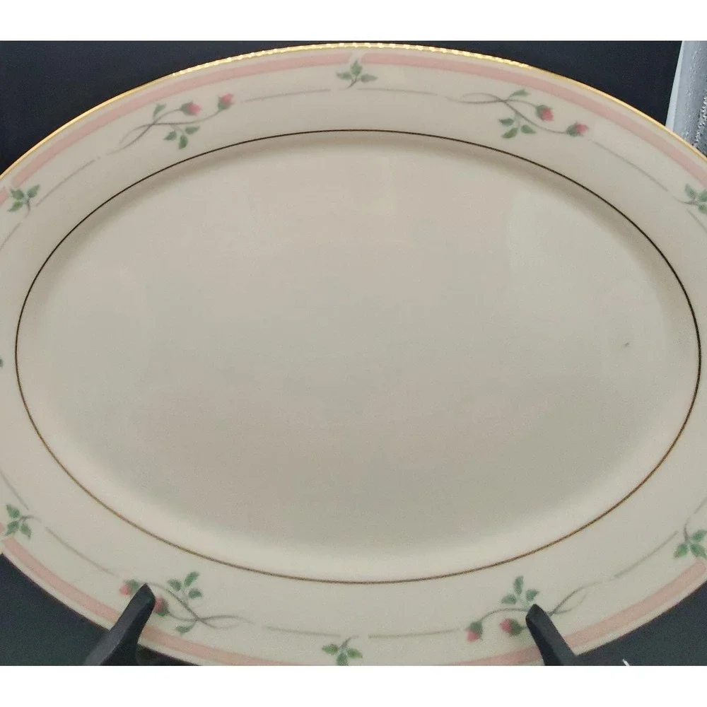 Lenox Rose Manor Pink Oval Serving Platter S310187G2 16